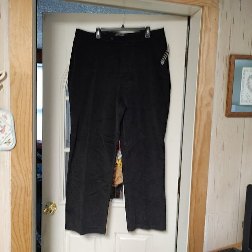 New Briggs New York Black Corduroy Look  Stretch Waistband Pants Women's 20W